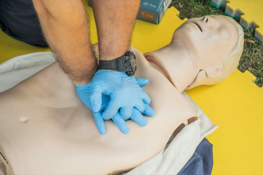 Care staff during a AED & Basic Life Support (CPR Practical) training session