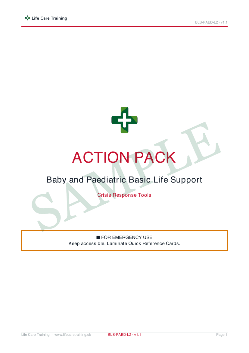 Sample page: the Action Pack toolkit cover, watermarked SAMPLE